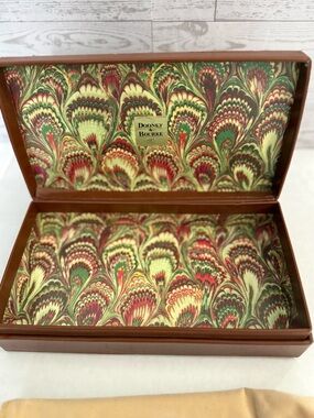 Vintage 1975 Dooney & Bourke Brown Box Storage Container Trinket Holder Valet